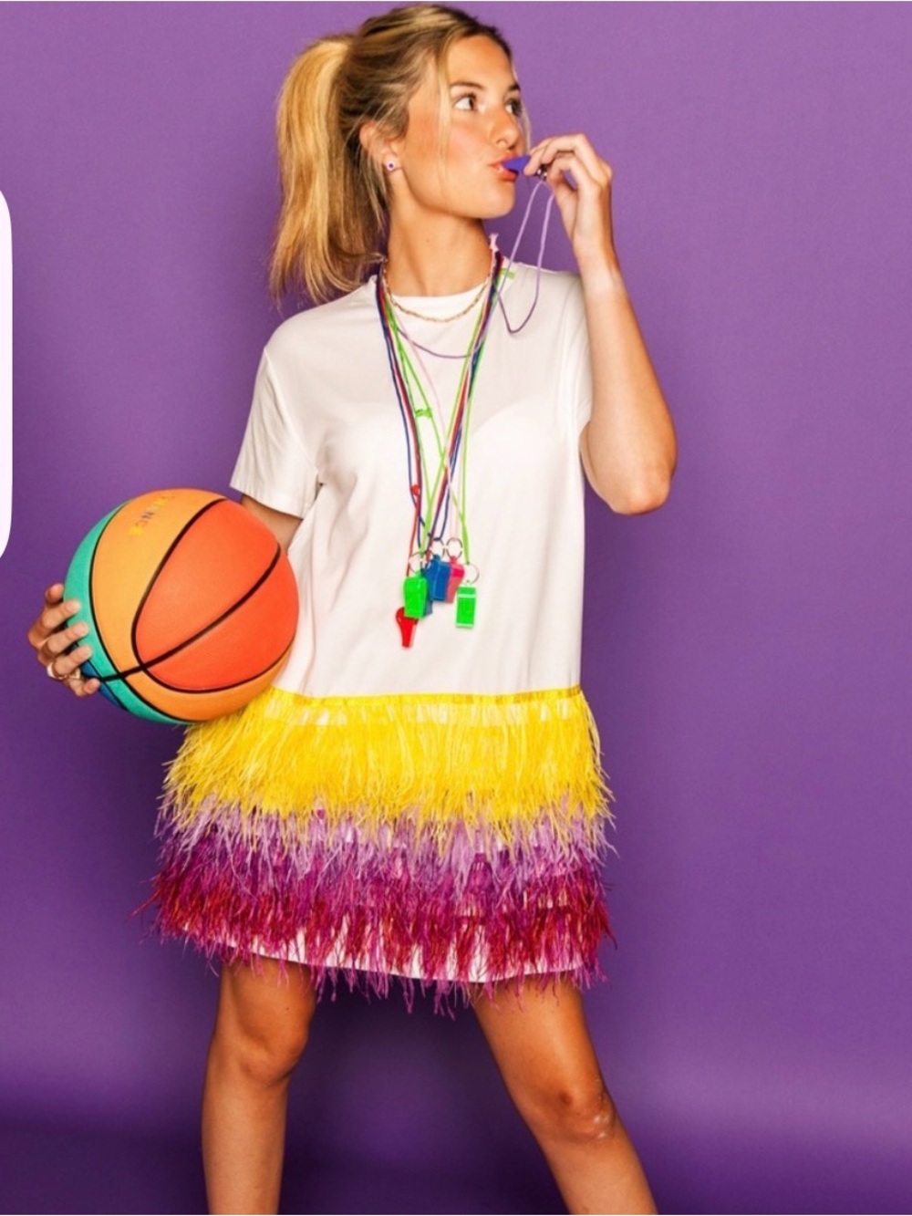 Queen of Sparkles Feather Bottom NWT Mardi
Gras or LSU game day Size L